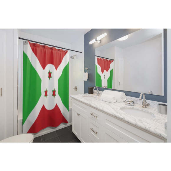 Burundi Flag Stylish Design 71" x 74" Elegant Waterproof Shower Curtain for a Sp - Picture 3 of 3